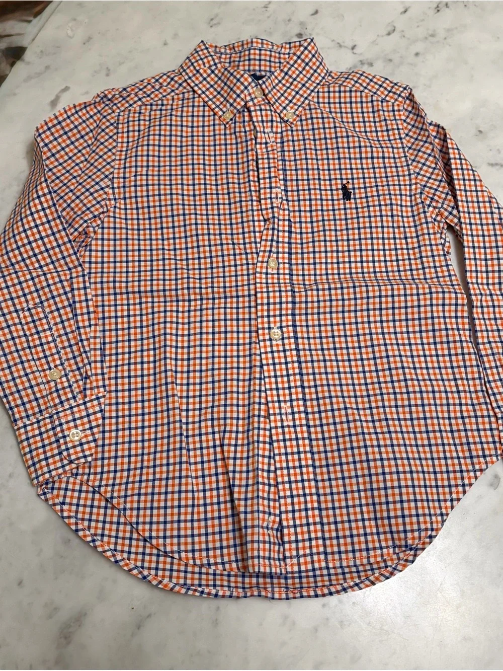 Polo Ralph Lauren boys  Orange & Blue Check Button-Down Shirt